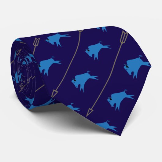 Buffalo met pijlen blauw stropdas (Opgerold)