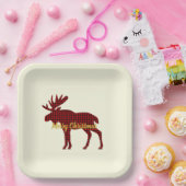 Buffalo Moose Pset Ski Lodge Holiday Papieren Bordje (Feest)