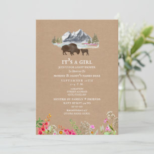 Buffalo Mountain Wildflower Baby shower Cardstock Kaart