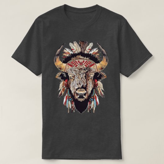 Buffalo Native American Headdress T-shirt (Design voorkant)