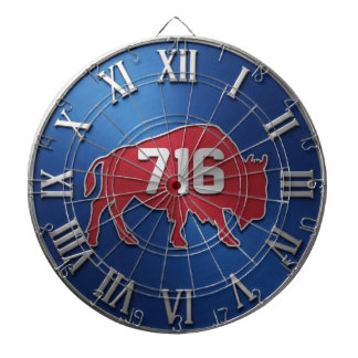 Buffalo New York 716 Area Code Blue & Red Metal Dartbord