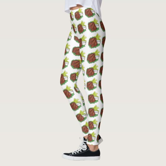 Buffalo New York BBQ Chicken Wings Celery Foodie Leggings (Links)