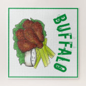 Buffalo New York BBQ Chicken Wings Celery Sticks Legpuzzel (Horizontaal)