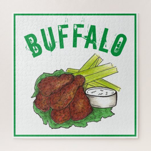Buffalo New York BBQ Chicken Wings Celery Sticks Legpuzzel (Verticaal)