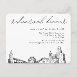 Buffalo New York Bruiloft Elegant repetitie diner Informatiekaartje