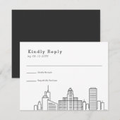 Buffalo, New York Bruiloft | Gestileerde Skyline R RSVP Kaartje (Voorkant / Achterkant)