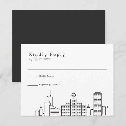 Buffalo, New York Bruiloft | Gestileerde Skyline R RSVP Kaartje (Voorkant / Achterkant)