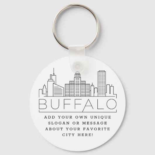Buffalo, New York gestileerde Skyline | Aangepaste Sleutelhanger (Voorkant)