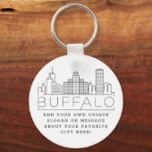 Buffalo, New York gestileerde Skyline | Aangepaste Sleutelhanger (Voorkant)
