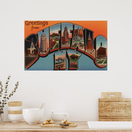 Buffalo, New York - grote lettertjes Poster (Keuken)