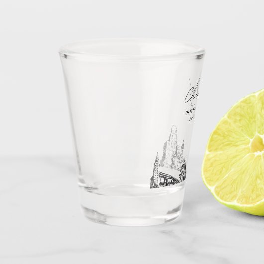 Buffalo New York Huwelijksgunst Gepersonaliseerde  Shot Glas (Links)