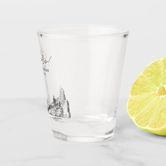 Buffalo New York Huwelijksgunst Gepersonaliseerde  Shot Glas (Rechts)