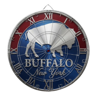 Buffalo New York Metallic Silver Bison Blue & Red Dartbord