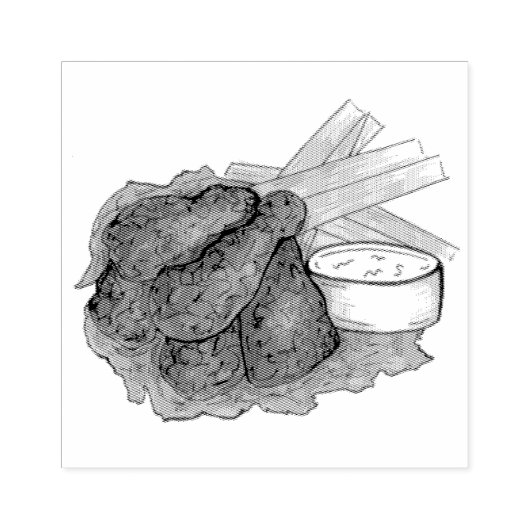 Buffalo New York NY Hot Chicken Wings Celery Rubberstempel (Afrduk)