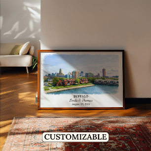 Buffalo New York Poster, Aquarel, Op Maat Poster