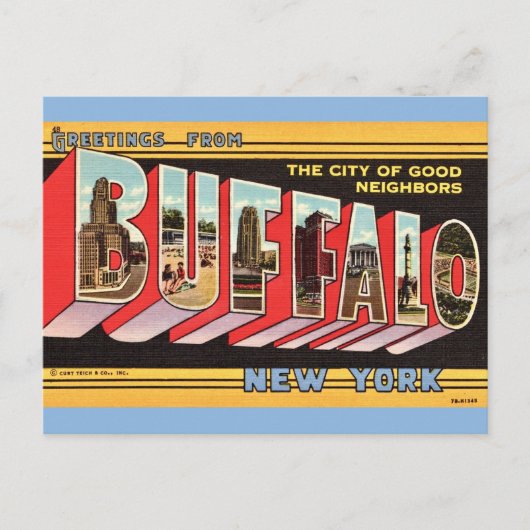 Buffalo New York Retro Ansichtkaart Briefkaart (Voorkant)