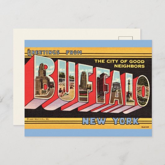 Buffalo New York Retro Briefkaart (Voorkant / Achterkant)