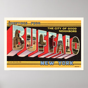 Buffalo New York Retro Groet Print