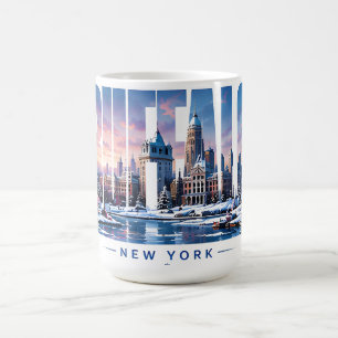 Buffalo New York Silhouette Meerfront Reis Herinne Koffiemok