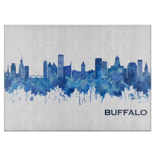 Buffalo New York Skyline Blue Snijplank (Voorkant)