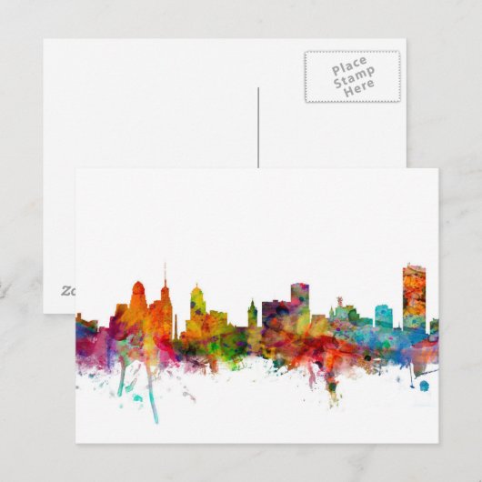 Buffalo New York Skyline Briefkaart (Voorkant / Achterkant)