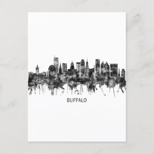 Buffalo New York Skyline BW Feestdagenkaart