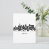 Buffalo New York Skyline BW Uitnodiging Briefkaart (Staand voorkant)