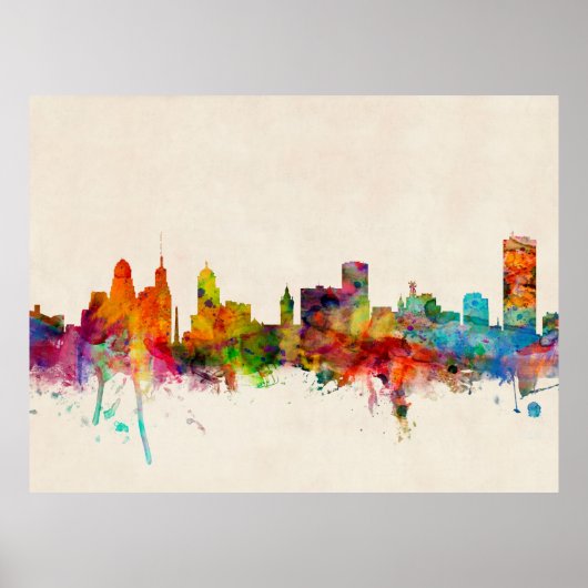 Buffalo New York Skyline Cityscape Poster (Voorkant)