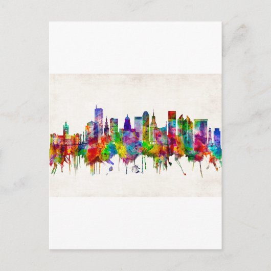 Buffalo New York Skyline Feestdagenkaart (Voorkant)