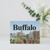 Buffalo New York Skyline met Buffalo in de hemel Briefkaart (Staand voorkant)