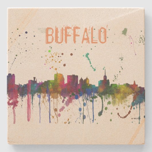 BUFFALO NEW YORK SKYLINE - Onderzetter met steen (Voorkant)