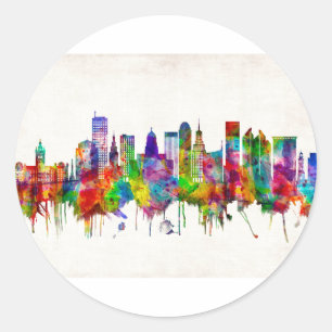 Buffalo New York Skyline Ronde Sticker