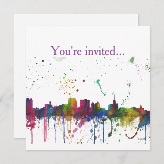 BUFFALO NEW YORK SKYLINE - Uitnodigingen (Voorkant / Achterkant)