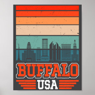 Buffalo New York Usa Retro Vintage Zonsondergang S Poster