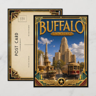 Buffalo New York Vintage Art Deco Gouden Tijdperk Briefkaart