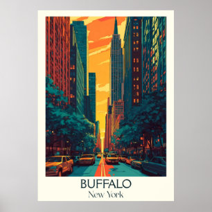 Buffalo New York Vintage Street Travel Art Poster