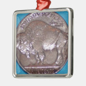 Buffalo Nickel Metalen Ornament (Links)