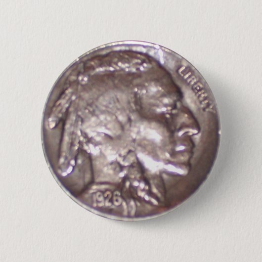 Buffalo Nickel Ronde Button 5,7 Cm (Voorkant)