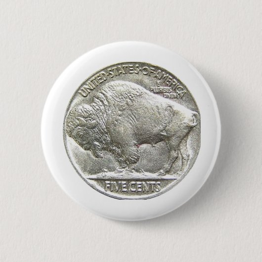 BUFFALO NICKEL RONDE BUTTON 5,7 CM (Voorkant)