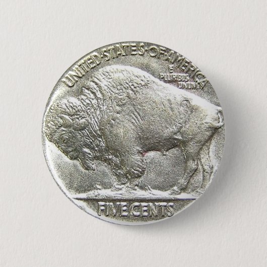 BUFFALO NICKEL RONDE BUTTON 5,7 CM (Voorkant)