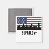 Buffalo NY American Flag Magneet (Voorkant / Achterkant)