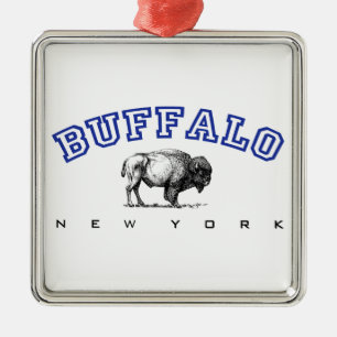 Buffalo, NY - Bison Metalen Ornament