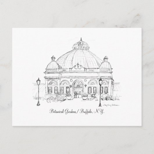 Buffalo NY Botanische Tuinen Ink Sketch Briefkaart (Voorkant)