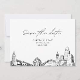 Buffalo NY Bruiloft Save the Date Modern Kaart