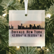 Buffalo NY City Skyline Latitude en Lengtegraad