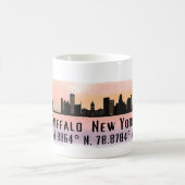Buffalo NY City Skyline Latitude en Lengtegraad Koffiemok (Center)