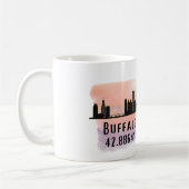 Buffalo NY City Skyline Latitude en Lengtegraad Koffiemok (Links)