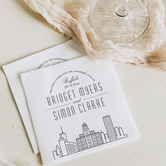 Buffalo, NY Deco Skyline | Weddenschap Napkins Servet