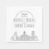 Buffalo, NY Deco Skyline | Weddenschap Napkins Servet (Voorkant)