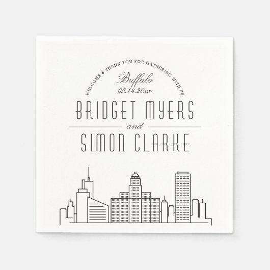 Buffalo, NY Deco Skyline | Weddenschap Napkins Servet (Voorkant)